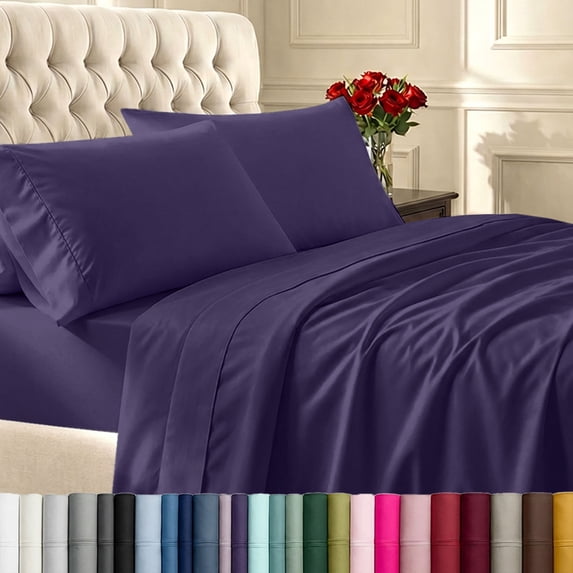 California Design Den 400 Thread Count 100% Cotton Sateen Full Sheet Set - Purple