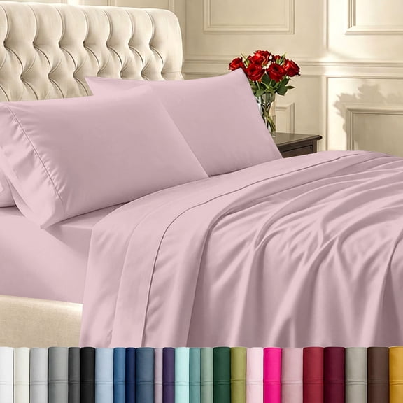 California Design Den 400 Thread Count 100% Cotton Sateen Full Size Sheet Set - Pink