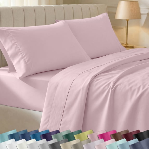 California Design Den 400 Thread Count 100% Cotton Sateen Full Size Sheet Set - Pink