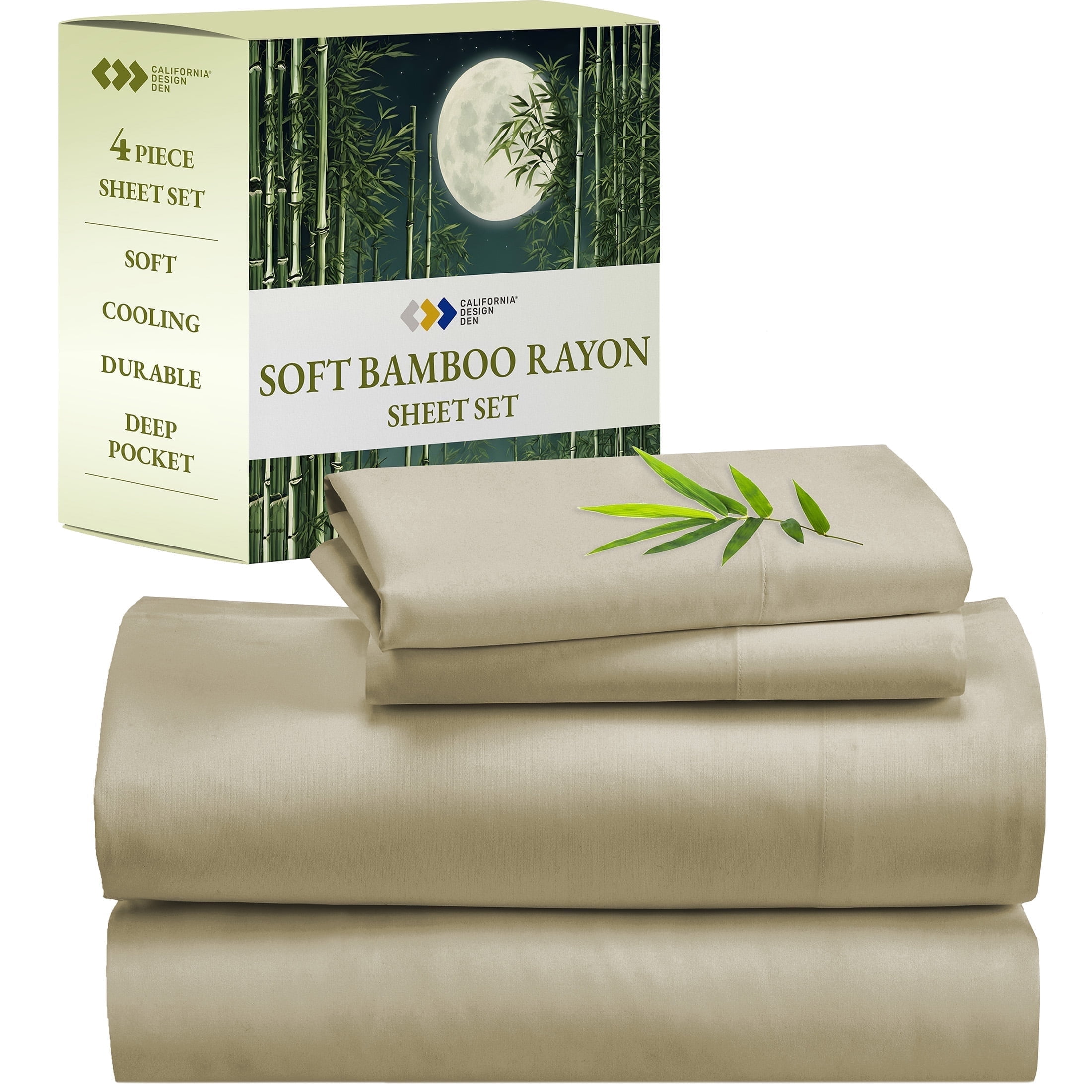 Beige Full Bamboo Rayon Deep Pocket Sheet Set