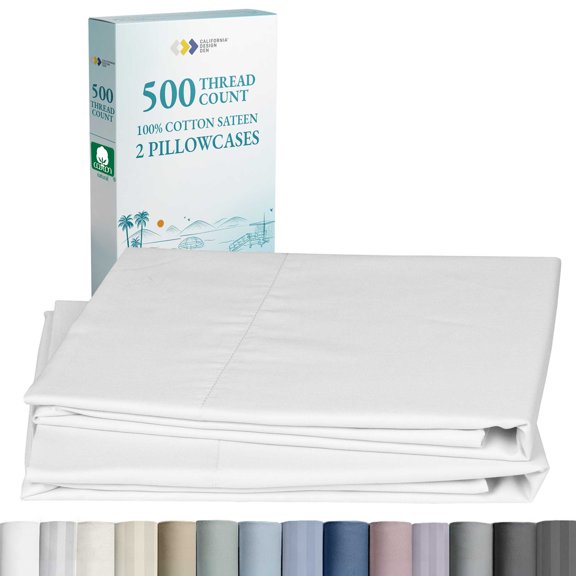 California Design Den King Pillow Cases Set of 2 - 500 Thread Count, 100% Cotton Sateen, Soft & Silky Pillow Cases King Size - True Ivory