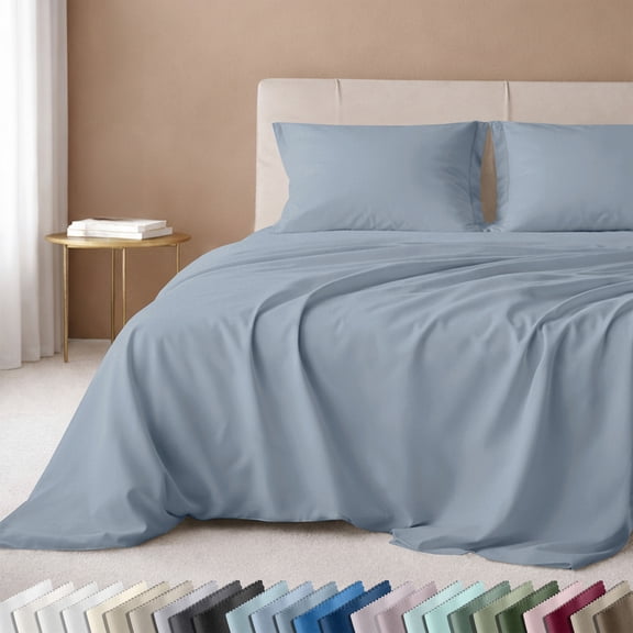 California Design Den King Sheet Set - 600 Thread Count 100% Cotton, Soft Sateen, Deep Pockets - Sky Blue