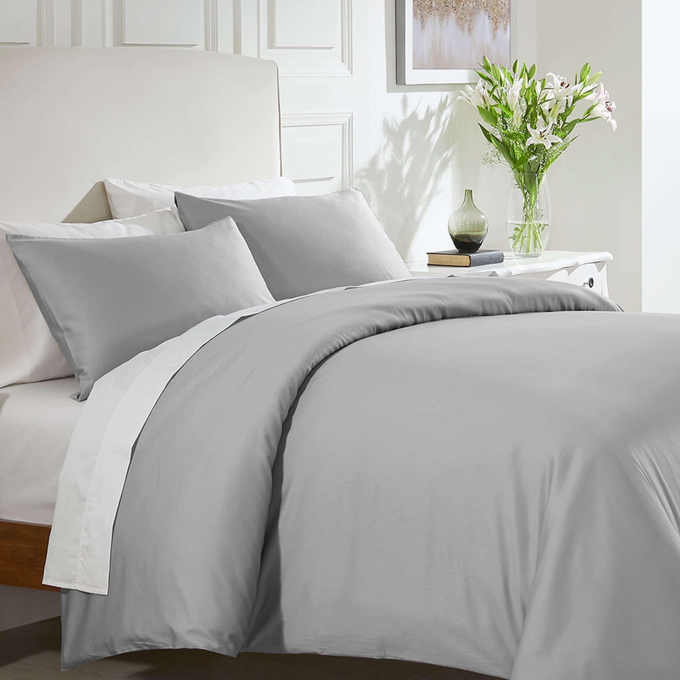 Light Gray King Size Cotton Sateen Duvet Cover