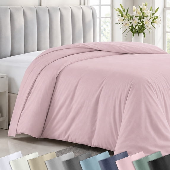 California Design Den King Size Duvet Cover - 400 Thread Count, 100% Cotton Sateen, Comforter Cover - Pink