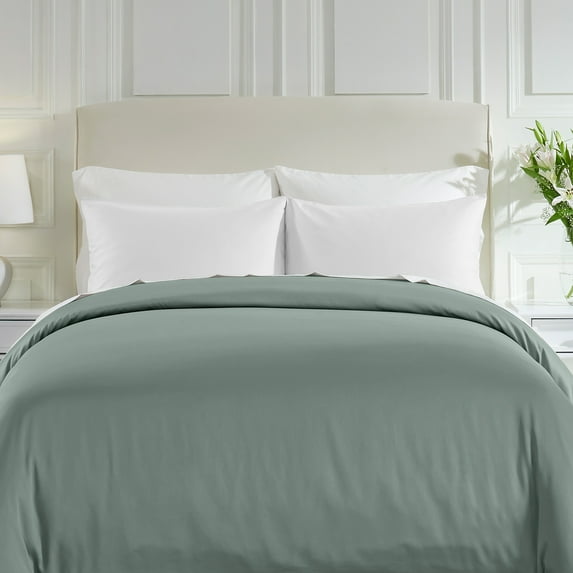California Design Den King Size Duvet Cover - 400 Thread Count, 100% Cotton Sateen, Comforter Cover - Sage Green