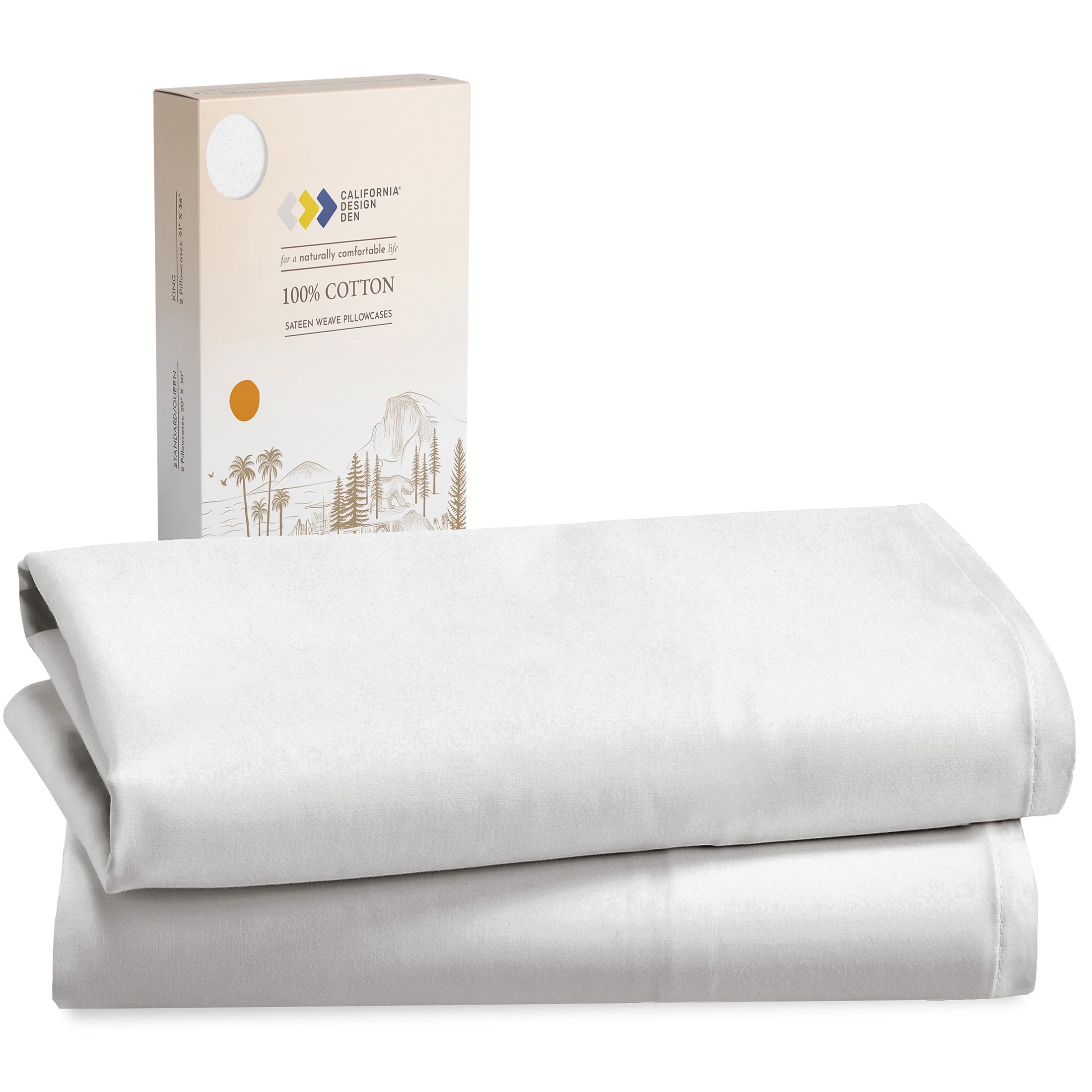 Ivory King Size Cotton Sateen Pillowcases Set of 2