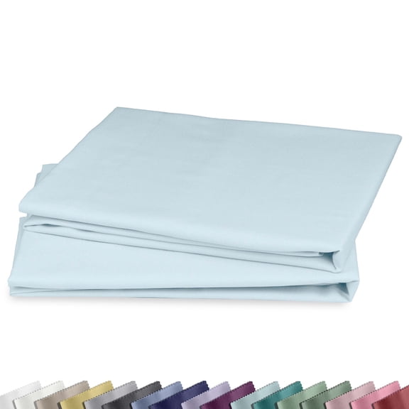 California Design Den King Size Pillow Cases Set of 2 - 100% Cotton, Soft Sateen Pillow Cases, Fits King Pillows - Baby Blue