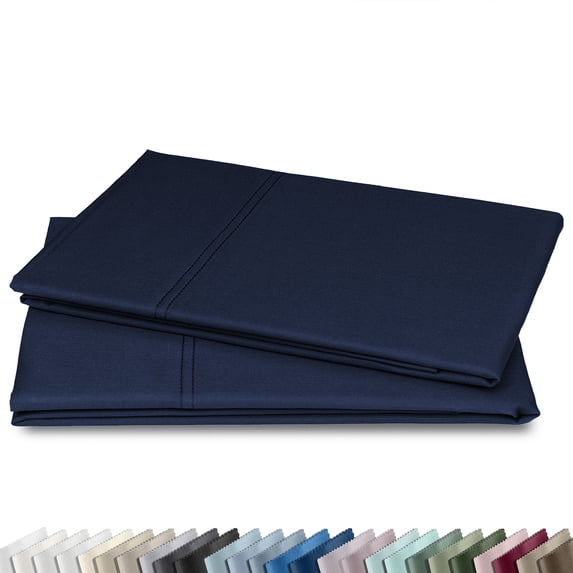 California Design Den King Size Pillow Cases Set of 2 - 600 Thread Count 100% Cotton, Soft Sateen, Fits King Pillows - True Navy Blue