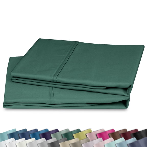 California Design Den King Size Pillowcase Set - 400 Thread Count, 100% Cotton Sateen, Set of 2 Pillow Covers, Breathable, Soft for Comfortable Quality Sleep - Hunter Green