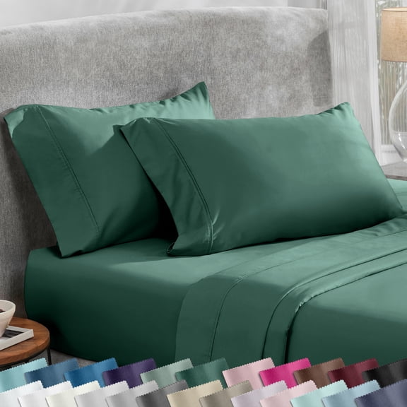 California Design Den King Size Pillowcase Set - 400 Thread Count, 100% Cotton Sateen, Set of 2 Pillow Covers, Breathable, Soft for Comfortable Quality Sleep - Hunter Green