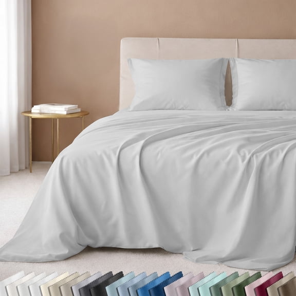 California Design Den King Size Sheets Set - 600 Thread Count 100% Cotton, Soft Sateen, Deep Pocket - Silver Mist