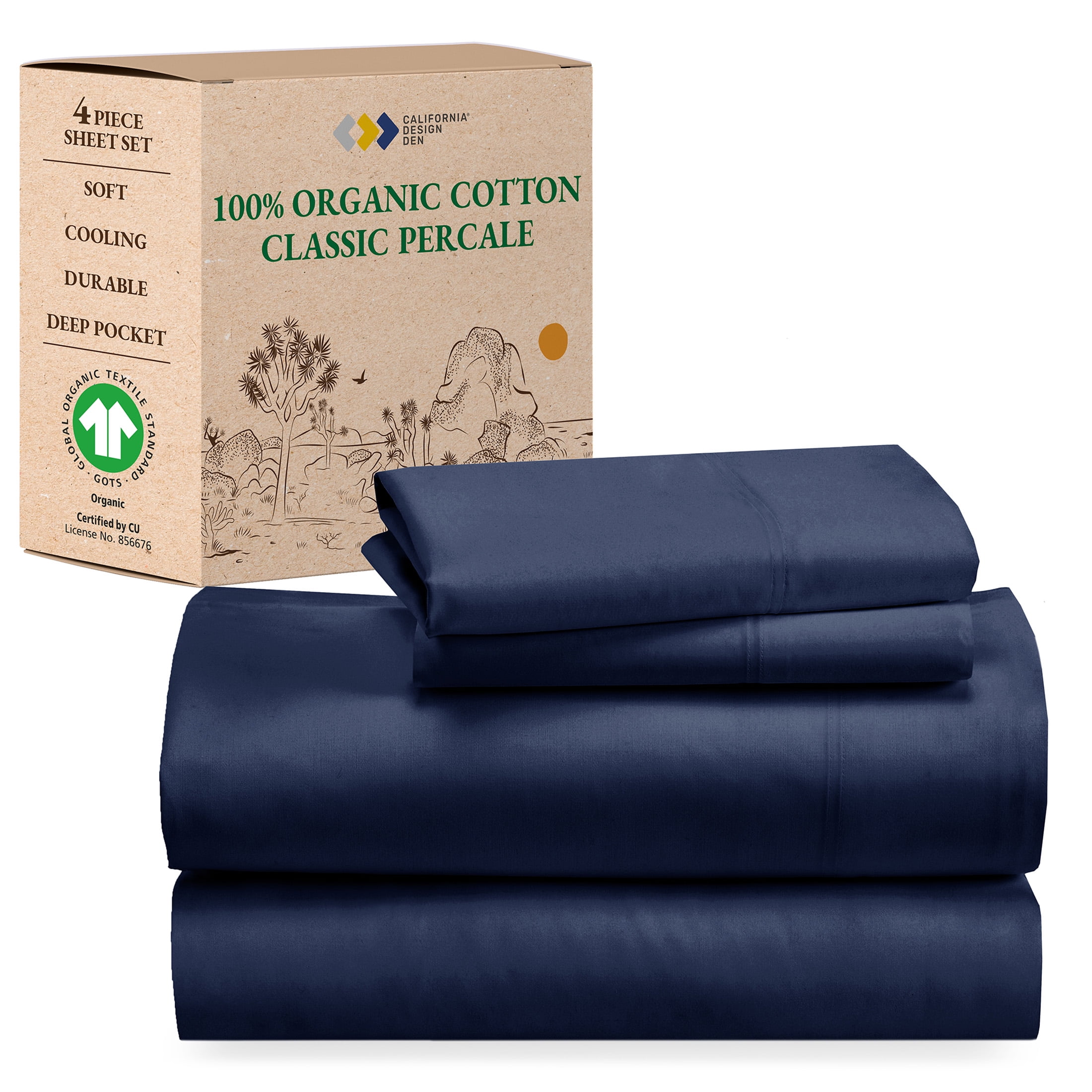 California Design Den Percale Sheets Queen, 100 Organic Cotton Sheets