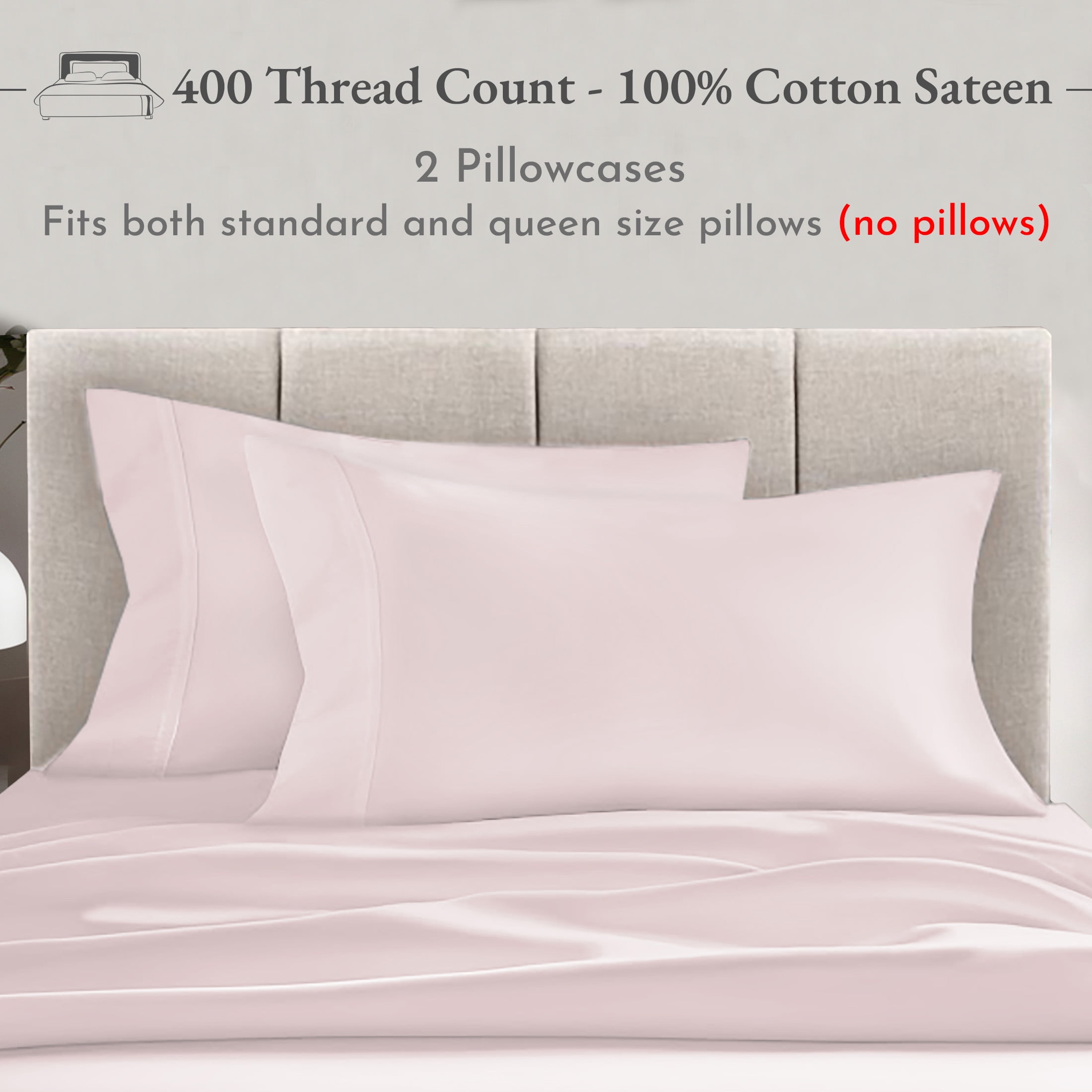 California Design Den King Pillow Cases 400 TC 100 Cotton Set of 2 Breathable Soft Light Gray Walmart