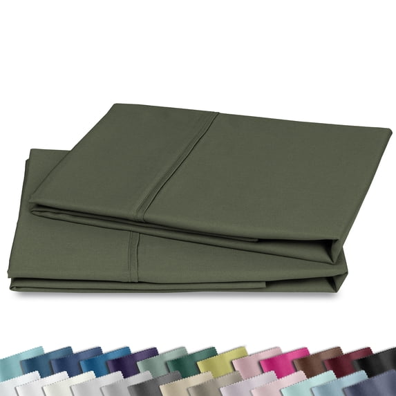 California Design Den Pillow Cases Standaard Set of 2 - 400 Thread Count, 100% Cotton, Soft Sateen, Fits both Standard / Queen Pillows - Forest Green