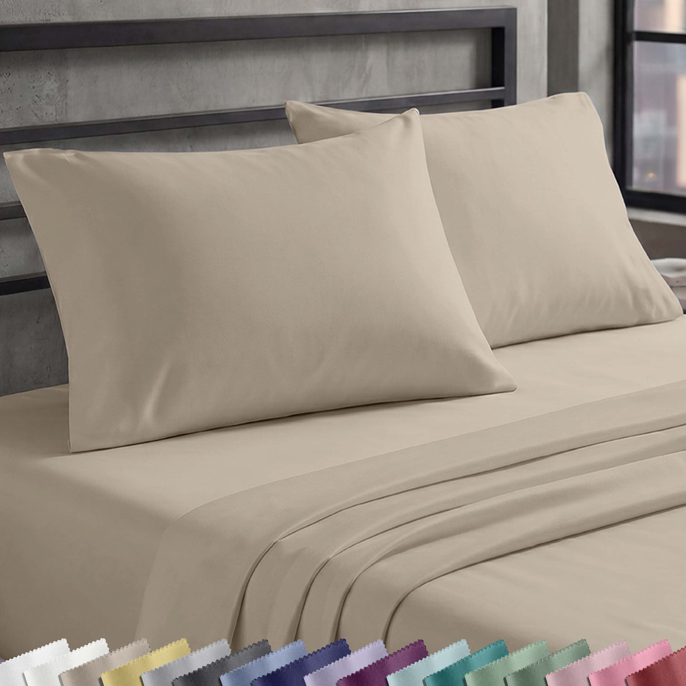 California Design Den Pillow Cases Standard Size, 100% Cotton Pillow Cases, Set of 2 Soft Sateen Weave Pillowcase Set, Designed for Standard/Queen Pillows - Warm Taupe