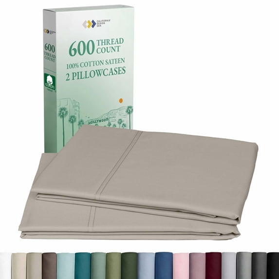 California Design Den Pillow Covers King Size Set of 2 - 600 Thread Count, 100 Percent Cotton Pillow Cases, Fits King Size Pillows - Soft Linen
