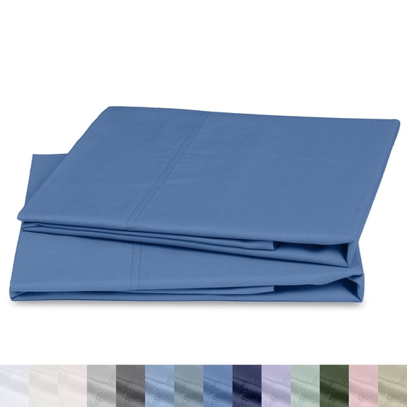 California Design Den Pillow Covers Standard Size Set of 2 - 100% Organic Cotton Pillow Case Pair, Crisp Percale, Fits Standard and Queen Pillows - Riviera Blue