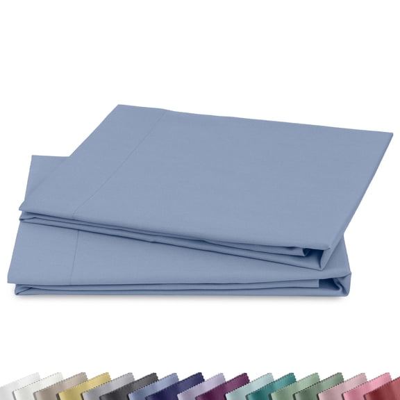 California Design Den Pillowcases Standard, 100% Cotton Pillow Cases, Set of 2 Soft Sateen Weave Pillowcase Set, Designed for Standard/Queen Pillows, Blue Hydrangea