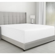 California Design Den Queen Fitted Sheet Only - Striped 500 Thread Count 100% Cotton, Sateen, Soft Deep Pocket Bottom Sheet, Bright White