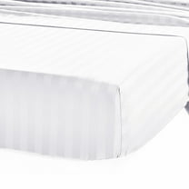 California Design Den Queen Fitted Sheet Only - Luxury Striped 500 Thread Count 100% Cotton, Sateen, Soft & Cooling Deep Pocket Bottom Sheet, Bright White
