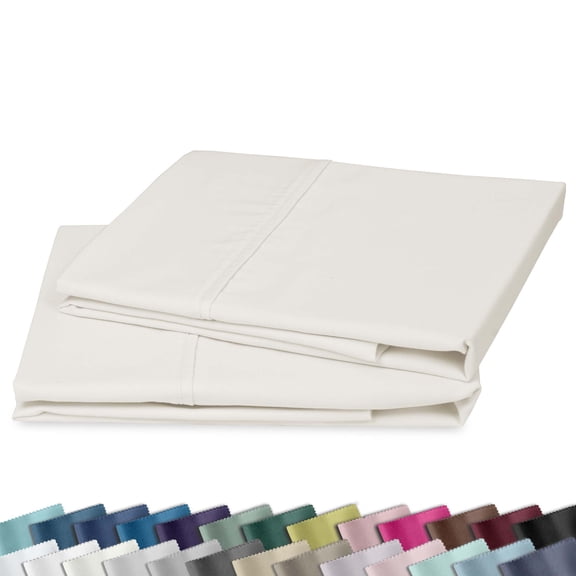 California Design Den Queen Pillow Cases Set Of 2 - 400 Thread Count, 100% Cotton Sateen, Breathable, Soft, Designed for Queen and Standard Pillows -Ivory (Pale Tone)