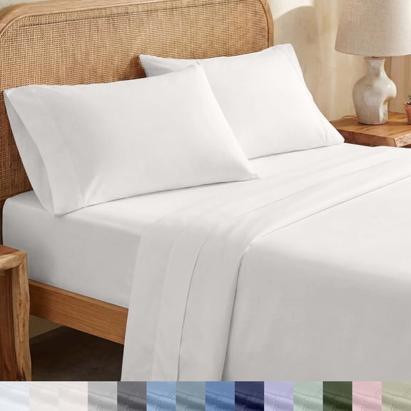 California Design Den Queen Sheet Set - 100% Organic Cotton Sheets, Soft and Crisp Percale, Deep Pockets, 3 Piece Bedsheets Set - True Ivory