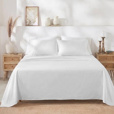 California Design Den 400 Thread Count 100% Cotton Sateen Queen Sheet Set - Antique White