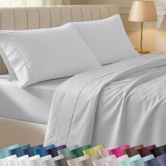 California Design Den Queen Bed Sheet Set - 400 Thread Count 100% Cotton Sheets, Soft Sateen, Durable Bedding with Deep Pockets - Silver