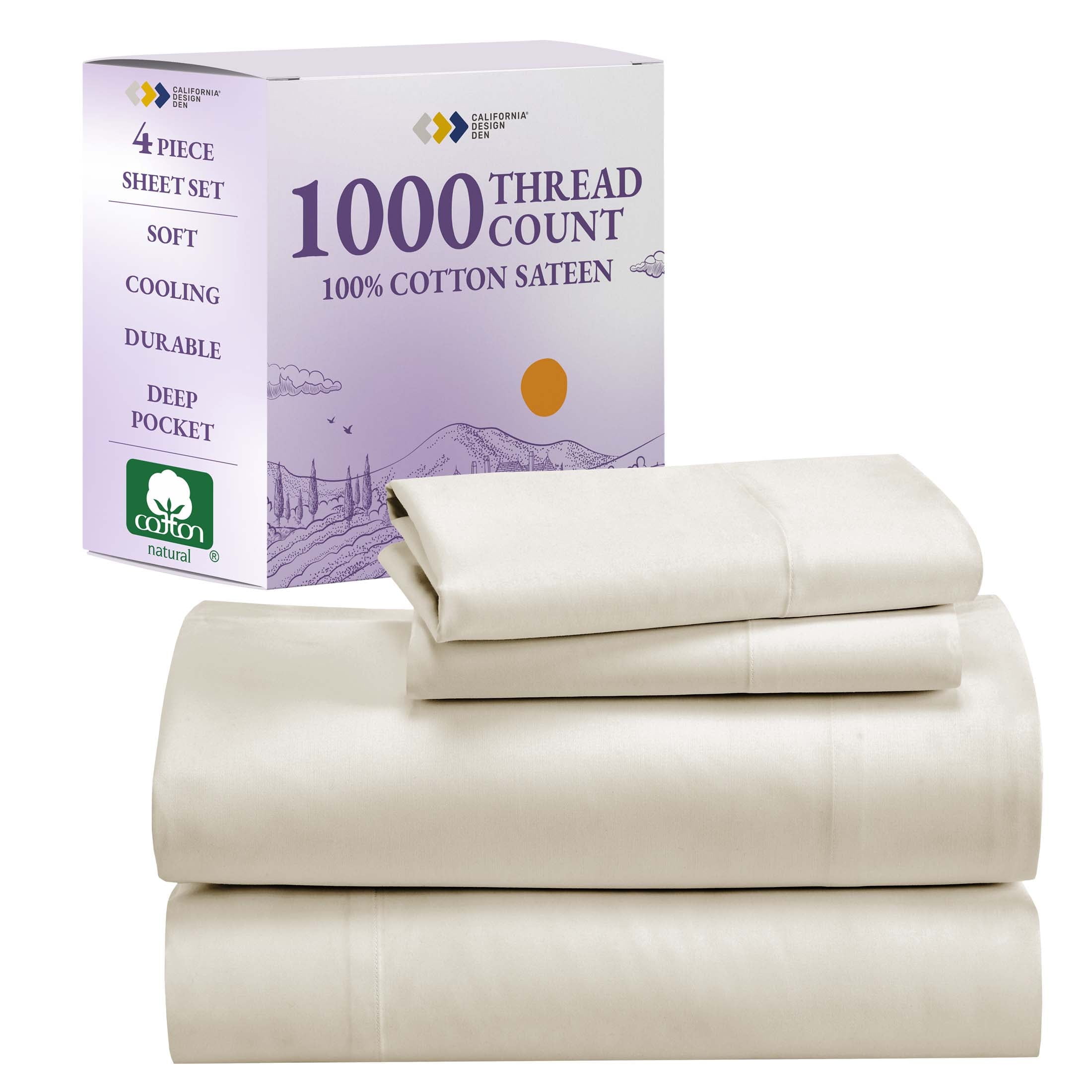 Ivory Queen Cotton Percale Deep Pocket Sheet Set for Kids