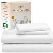 California Design Den Queen Sheets - 100% Cotton Bed Sheets Set with Deep Pockets - Soft Cooling Sheets - 4 Piece Bedding and Pillowcases Set, Bright White