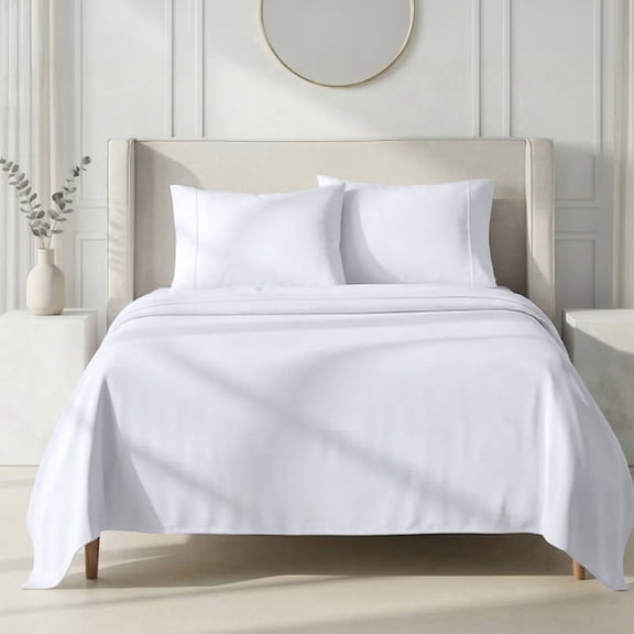 California Design Den Queen Sheets - 1000 Thread Count 100% Cotton Sateen - Soft & Thick with Deep Pockets - 4 Piece Sheet Set, Bright White