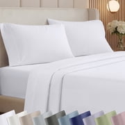 California Design Den Queen Sheets - 1000 Thread Count 100% Cotton Sateen - Soft & Thick with Deep Pockets - White