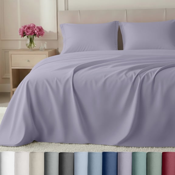 California Design Den Queen Sheets - 800 Thread Count 100% Cotton Sateen - Deep Pocket - 4 Piece Bed Sheet Set, Lavender