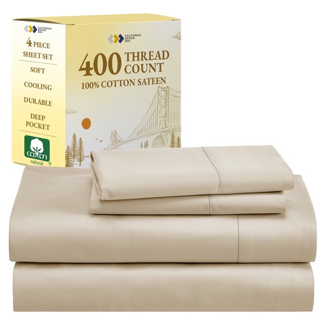 California Design Den Queen Sheets Set 400 Thread Count, 100 Cotton