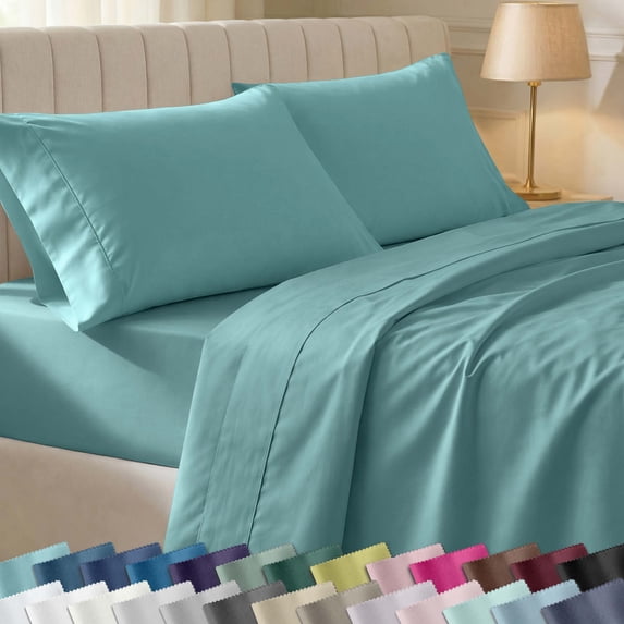 California Design Den Queen Bed Sheet Set - 400 Thread Count 100% Cotton Sheets, Soft Sateen, Durable Bedding with Deep Pockets - Teal