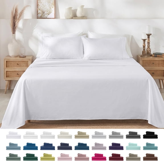 California Design Den 400 Thread Count 100% Cotton Sateen Queen Sheet Set - White
