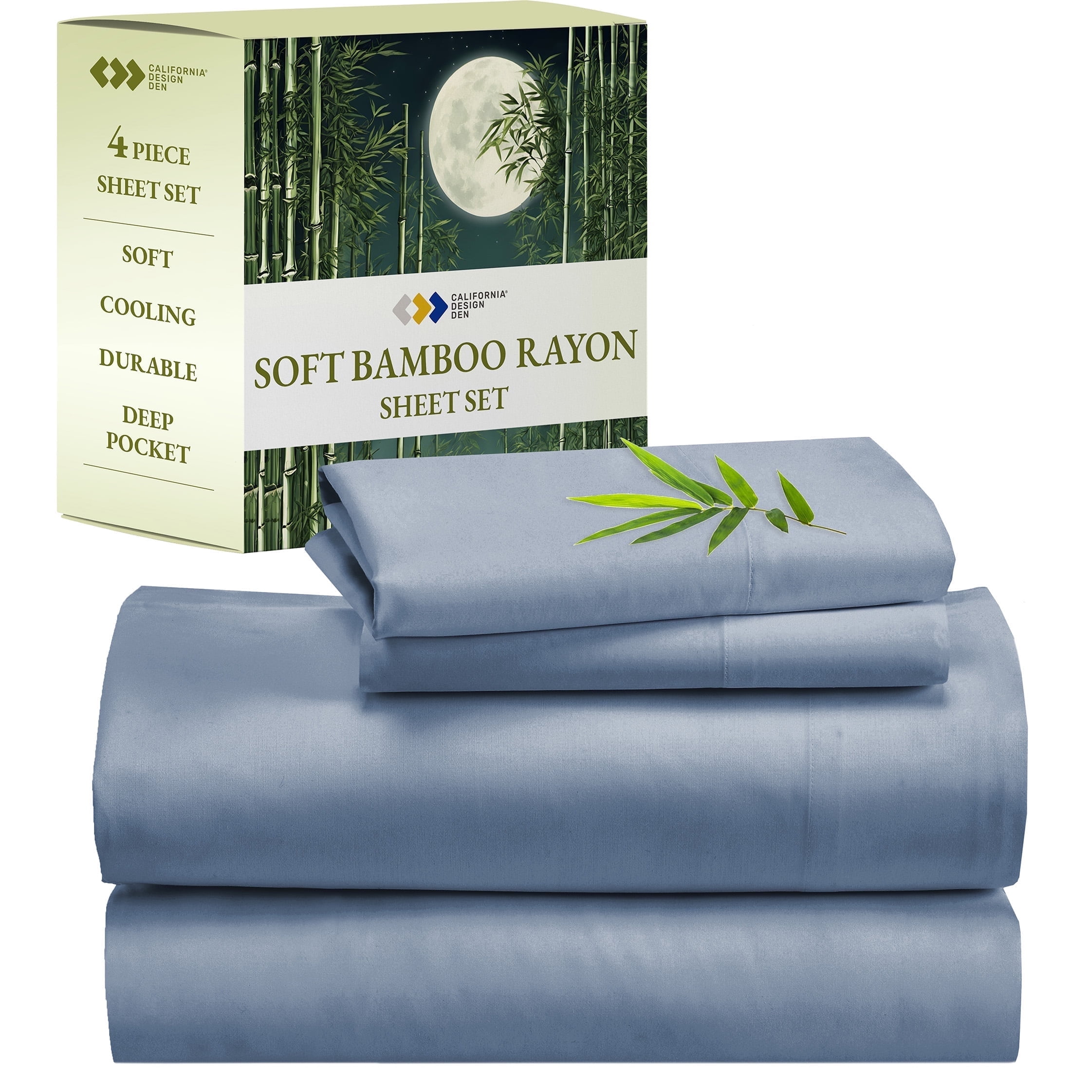 Blue Hydrangea Queen Bamboo Cotton Deep Pocket Sheet Set
