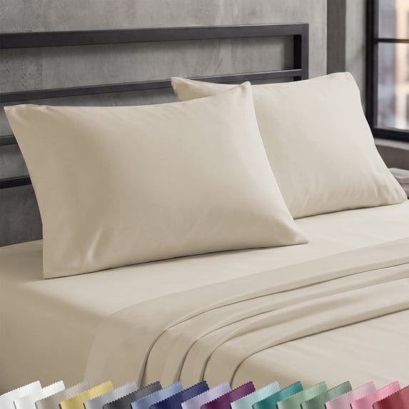 California Design Den Queen Size Pillow Cases 100% Cotton, Set of 2 - Soft Sateen, Fits Standard & Queen Pillows - Buttery Yellow