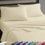 California Design Den 100% Cotton 4-Piece Queen Sheet Set, Buttery Yellow