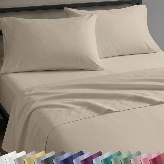 California Design Den Soft Twin Bed Sheet Set - 100% Cotton Sateen Bed Sheets, Soft & Breathable, Durable Bedding - Oatmeal
