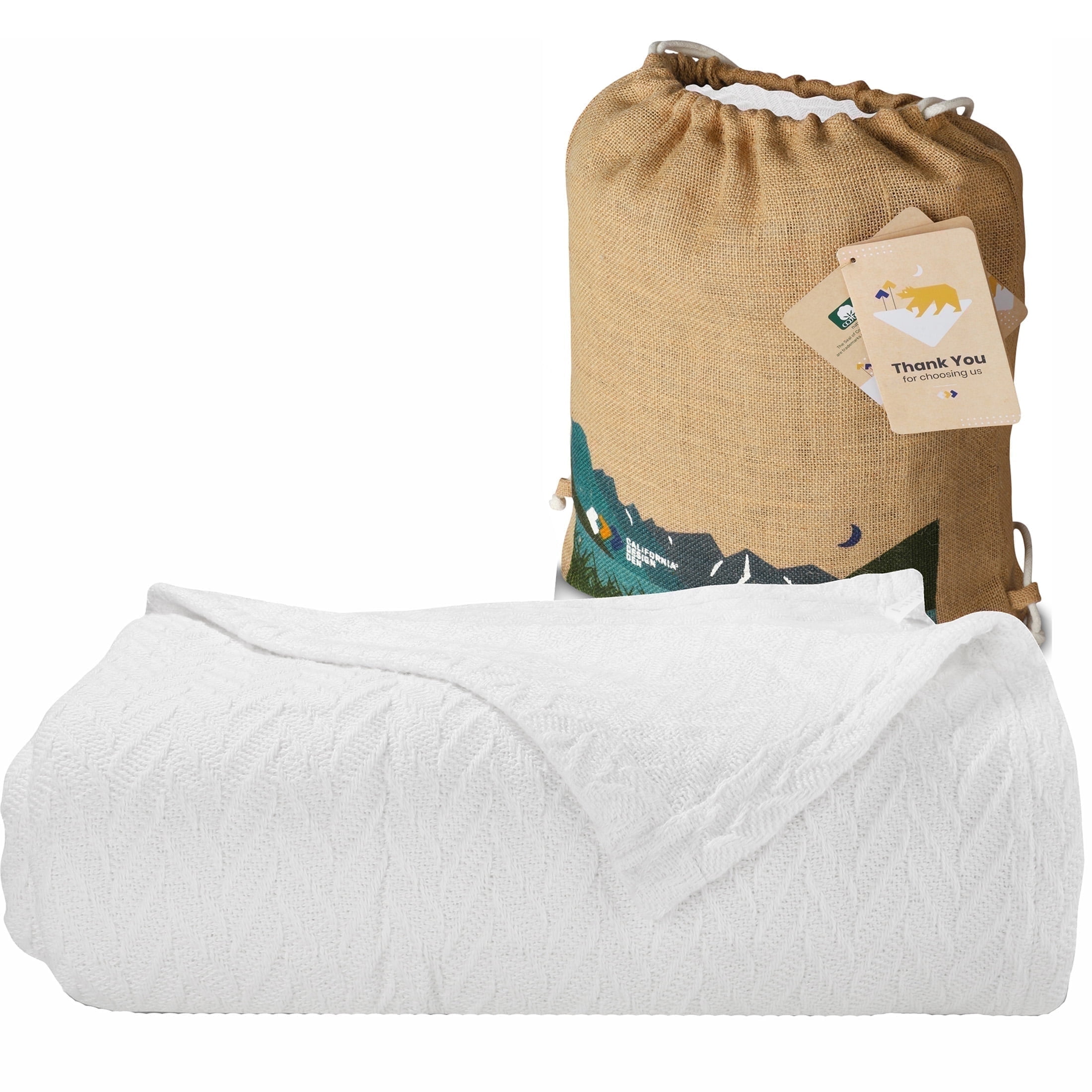 California Design Den King Size Cotton Blanket, All-Season
