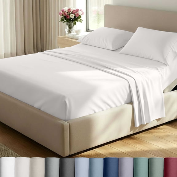 California Design Den Split King Sheet Set - 800 Thread Count, 100% Cotton Sateen, Deep Pocket Sheets, 5 Piece Bed Sheets Set - True Ivory