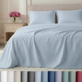 thumbnail image 1 of California Design Den Split King Sheet Set - 800 Thread Count Sateen, 100% Cotton Deep Pockets Sheets, Durable and Breathable Sheets - Blue (Grey Tone), 1 of 8