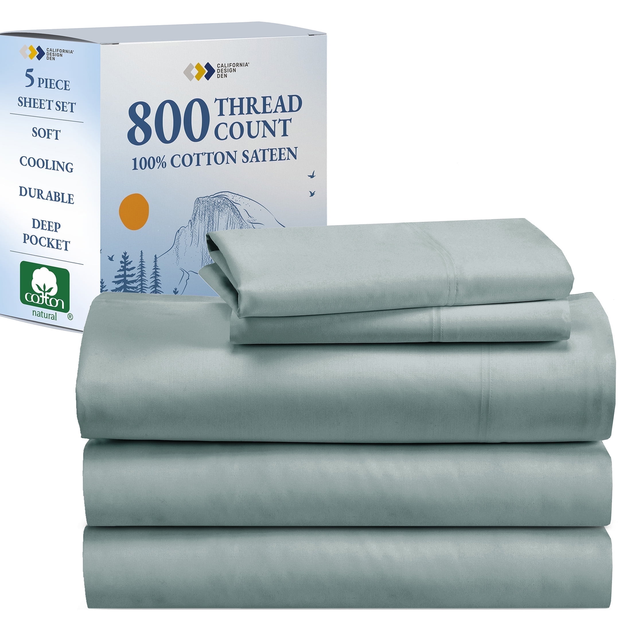 Soft Teal California King 100% Cotton Deep Pocket Sheet Set