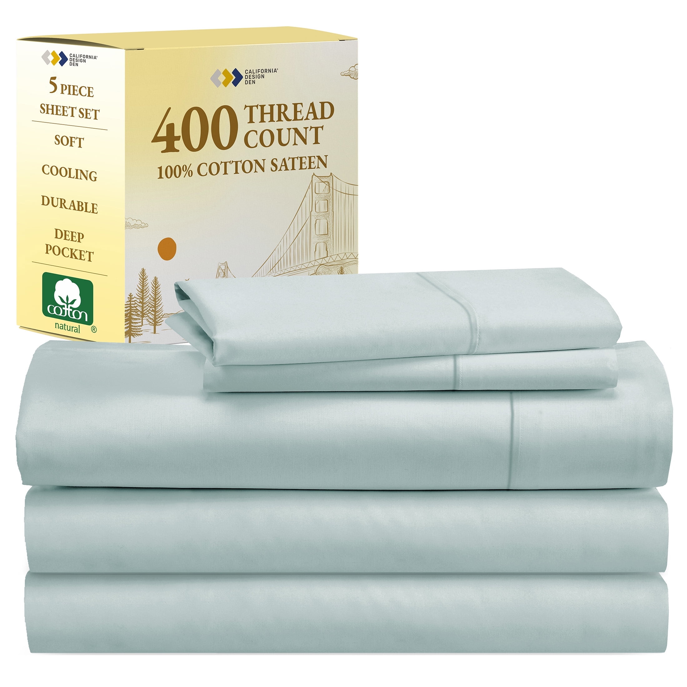 California Design Den Split King Sheets for Adjustable Bed 400 Thread