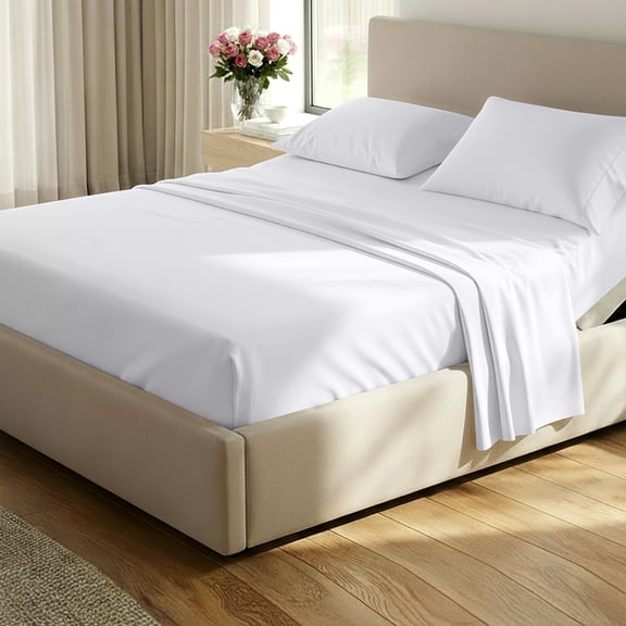 California Design Den Split King Sheets Set - 1000 Thread Count - 100% Cotton Sheets, Soft Sateen, Durable Bedding - Bright White