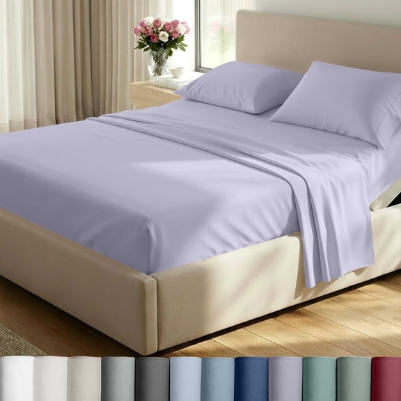 California Design Den Split King Sheets For Adjustable Bed - 800 Thread Count 100% Cotton Sateen - Deep Pocket - 5 Piece Set with 2 Twin-XL Fitted Sheets, Lavender