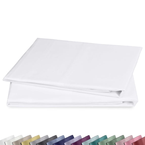 California Design Den Standard Pillow Cases, 100% Cotton Pillow Cases, Set of 2 Soft Sateen Weave Pillowcase Set, Designed for Standard/Queen Pillows, Bright White