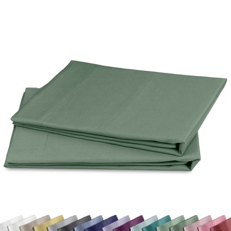 California Design Den Standard Pillow Cases, 100% Cotton Pillow Cases, Set of 2 Soft Sateen Weave Pillowcase Set, Designed for Standard/Queen Pillows - Sage Green - Dark