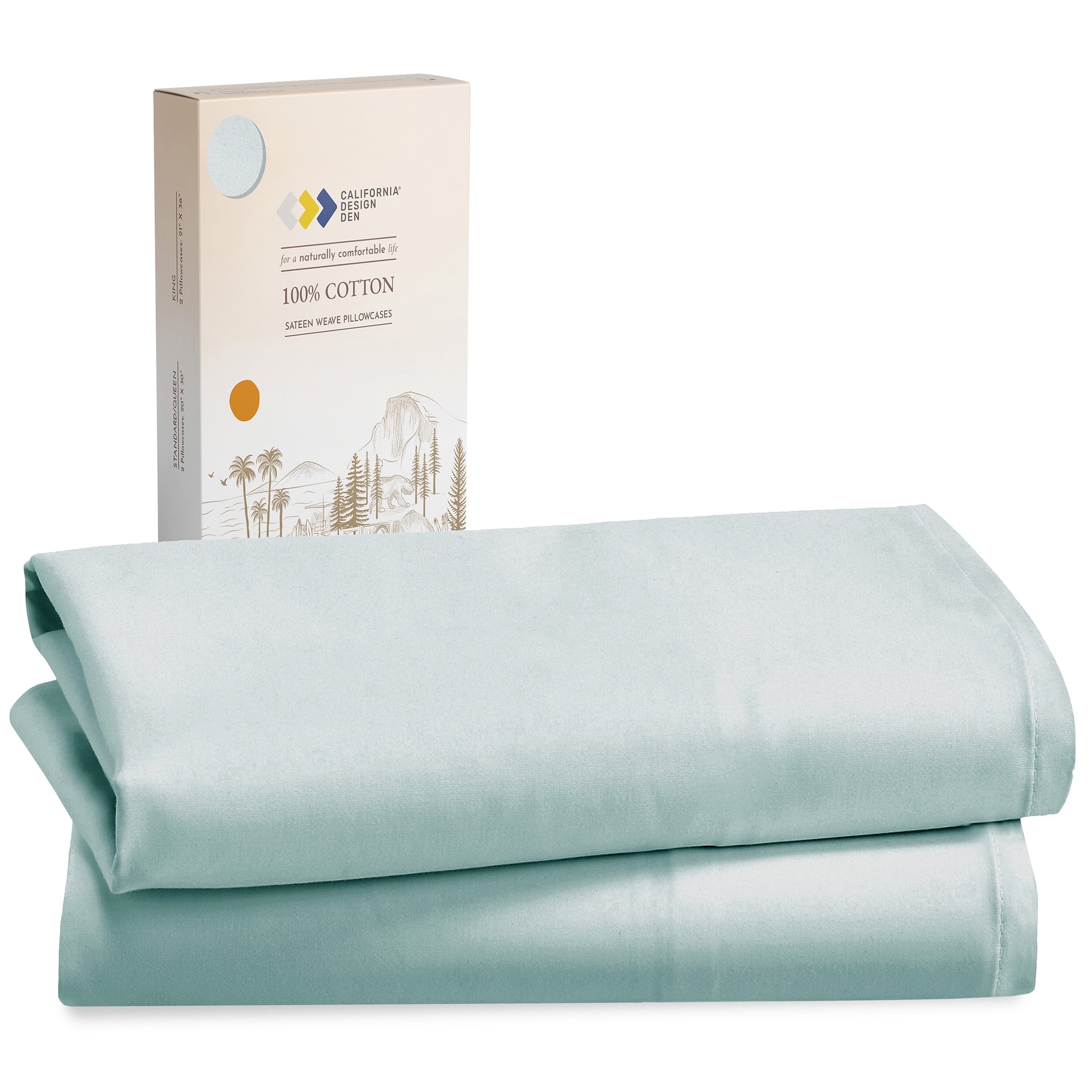 Seafoam Cotton Sateen Standard/Queen Pillowcase Set